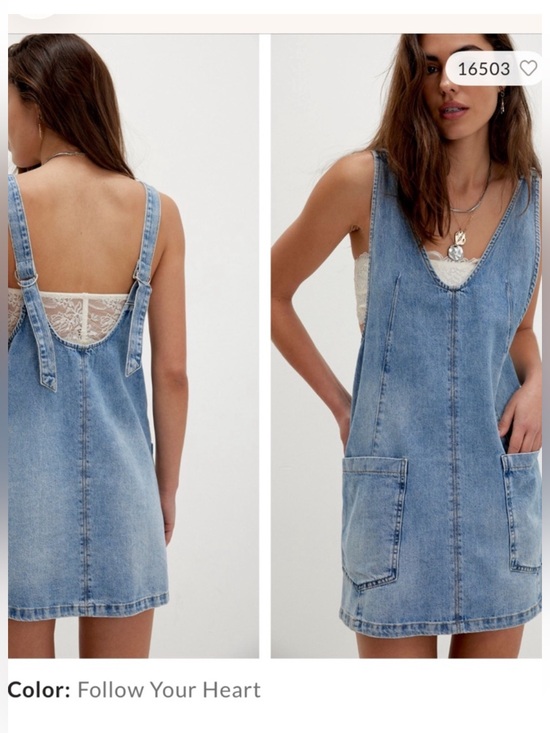 Free People Dresses & Skirts - Free People “High Roller” Denim Dress Size L